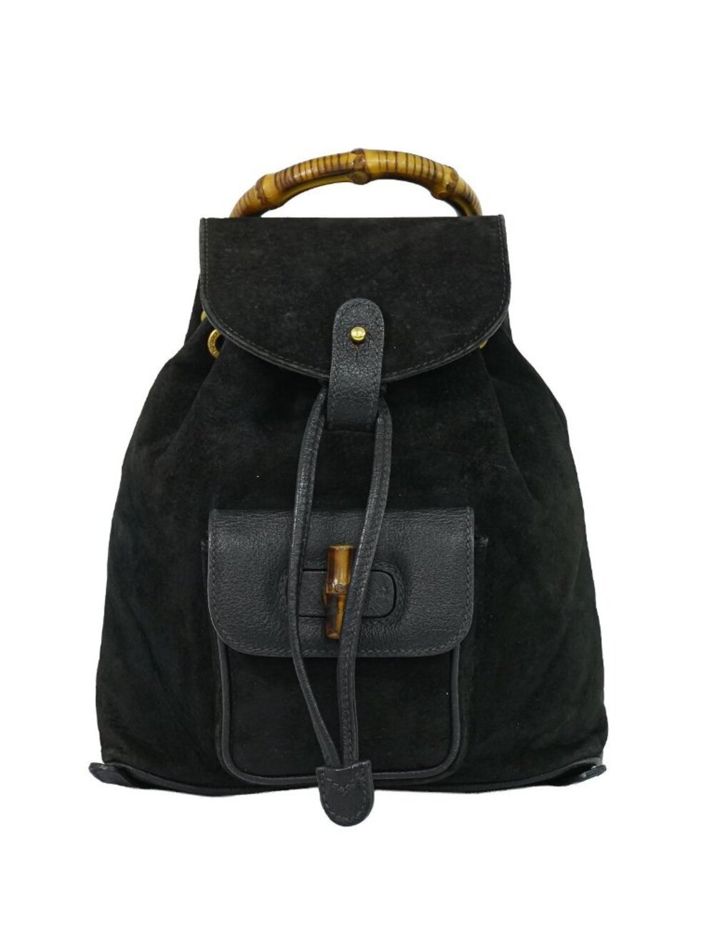 Gucci Bamboo Mini Backpack Suede Leather Black